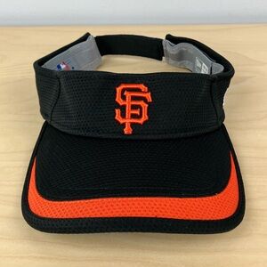 New Era San Francisco Giants MLB Visor Strapback Hat Black & Orange Embroidered